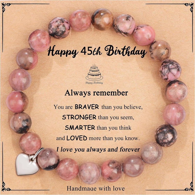 Yiyang 13th 16th 18th 21st 25th 30th 35th 40th 45th 50th 60th 65th 70th 75th 80th Birthday Gifts for Women, Natural Stone Bracelet Birthday Gifts for Women Mom Daughter Grandma Sister Coworker - Image 1